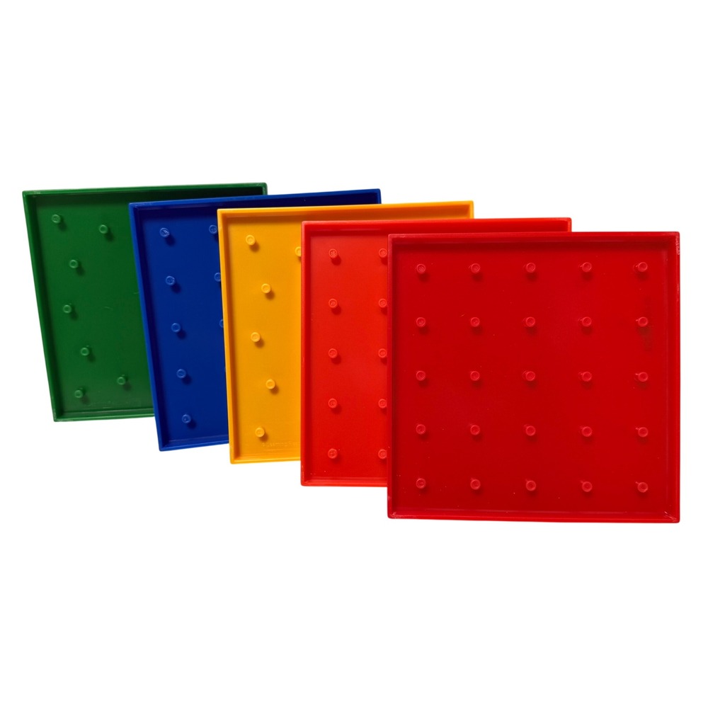 Learning Resources 5x5 Double Sided Geoboards with Rubber Bands Set of 5 Multi